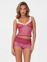 AMARAN TOP - RED : RED CHECK