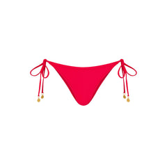 Full Coverage Tie Bikini Bottom - Cherry Crush