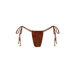 Tie Ruched Thong Bikini Bottom - Wild Rose