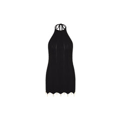 Chevron Knit Halter Mini Dress - Twilight Black