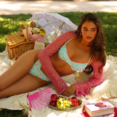 Decorative Ditzy Underwire Bikini Top - Mint Macaron