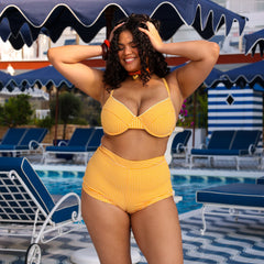 Decorative Ditzy Underwire Bikini Top - Orange Cream