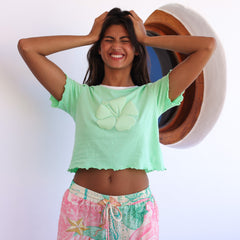 Lettuce Cropped Mini Tee - Apple Sorbet