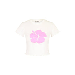 Lettuce Cropped Mini Tee - Whipped White