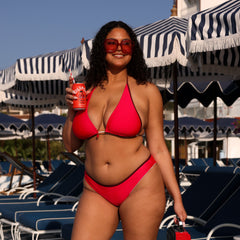 Modest Bind Full Coverage Bikini Bottom - Cherry Cola