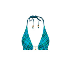 Frill Halter Bralette Bikini Top - Tropic Dip