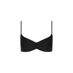 Gathered Mini Crop Bikini Top - Twilight Black