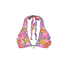 Lettuce Edge Halter Bikini Top - Summer Glow