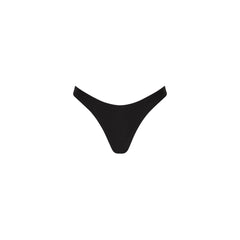 Gathered Deep V Thong Bikini Bottom - Twilight Black