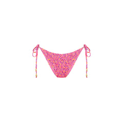 Shirred Dipped Cheeky Tie Bikini Bottom - Gelato Bloom