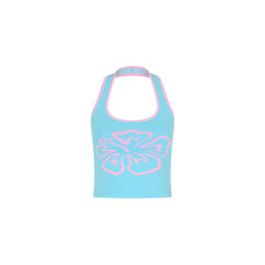 Knit Halter Tank Top - Island Sky