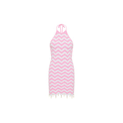 Chevron Knit Halter Mini Dress - Cotton Candy