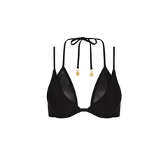Layered Mesh Underwire Bikini Top - Twilight Black