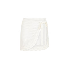 Crochet Knit Mini Sarong - Ivory