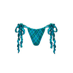 Lettuce Tie Ruched Thong Bikini Bottom - Tropic Dip