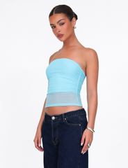 HARRIETT TUBE TOP - BLUE : ICE BLUE : BRIGHT BLUE