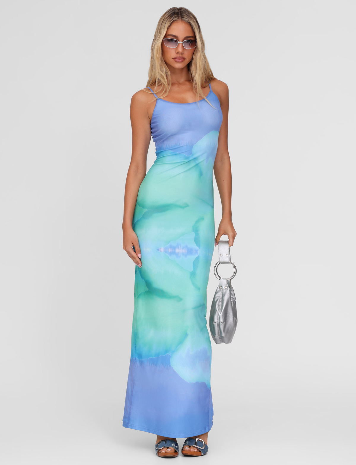ARDON MAXI DRESS - BLUE : MACRO FLORAL : BLUE HIBISCUS