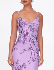 JULIANNA DRESS - PURPLE : FLORAL : PURPLE CERAMIC FLORAL