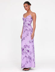 JULIANNA DRESS - PURPLE : FLORAL : PURPLE CERAMIC FLORAL