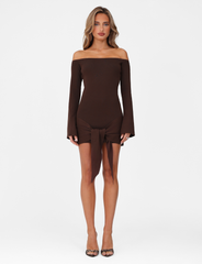 CYPRESS MINI DRESS - BROWN : CHOCOLATE