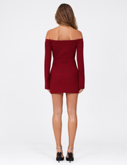 CYPRESS MINI DRESS - RED : WINE