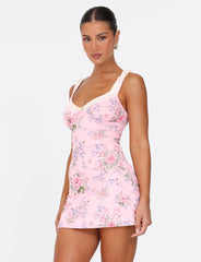 AMARAN MINI DRESS - PINK : FLORAL : WILD FLOWER