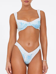 AMARAN BIKINI BOTTOM - BLUE : FLORAL TAPESTRY