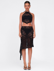SIYA MIDI SKIRT - BLACK : LACE : BLACK LACE