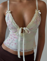 LONIE TOP - NEUTRAL : FLORAL : WASHED CHERRY BLOSSOM