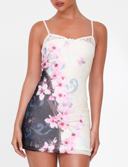COLSON MESH MINI DRESS - MULTI : FLORAL : CHERRY BLOSSOM