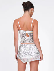 JOSEPHINE MINI SKIRT - WHITE : ANIMAL : ANIMAL PRINT