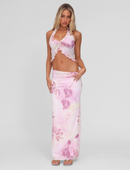 DALILA MIDI SKIRT - GRUNGE FLORAL MAGENTA