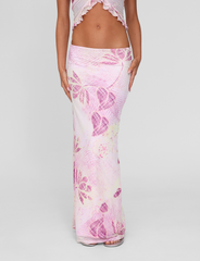 DALILA MIDI SKIRT - GRUNGE FLORAL MAGENTA