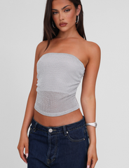 HARRIETT TUBE TOP - SILVER