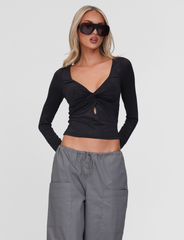 SAFFIRA LONG SLEEVE TOP - BLACK