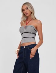 NOUR TOP - GREY STRIPE