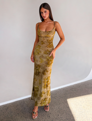 SPARROW MAXI DRESS - GREEN BURNOUT