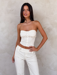 KITTIE STRAPLESS CORSET - CREAM DOT