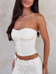 KITTIE STRAPLESS CORSET - CREAM DOT