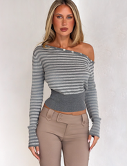 TYLA JUMPER - GREY STRIPE