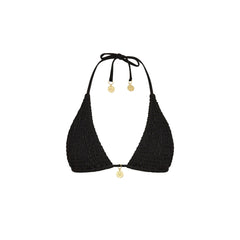 Shirred Triangle Bikini Top - Twilight Black
