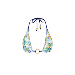 Lace Stitch Ring Halter Bikini Top - Blue Crush