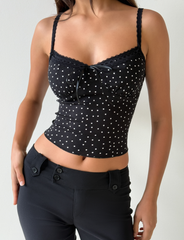 BAILEE CAMI TOP - BLACK POLKA