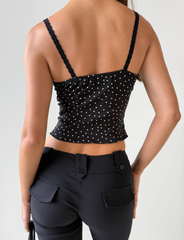 BAILEE CAMI TOP - BLACK POLKA